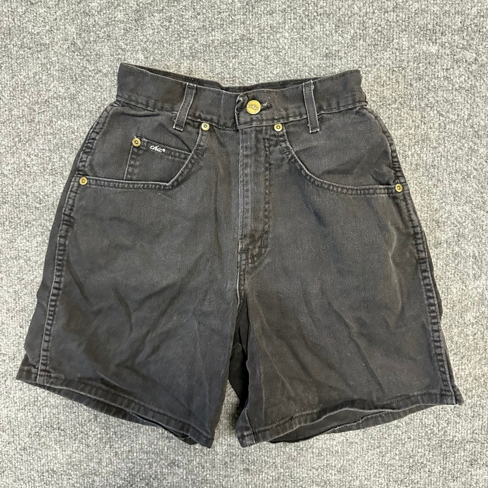 Chic Denim Shorts Womens Size 22 Black High Waisted Vintage Faded Casual Cotton